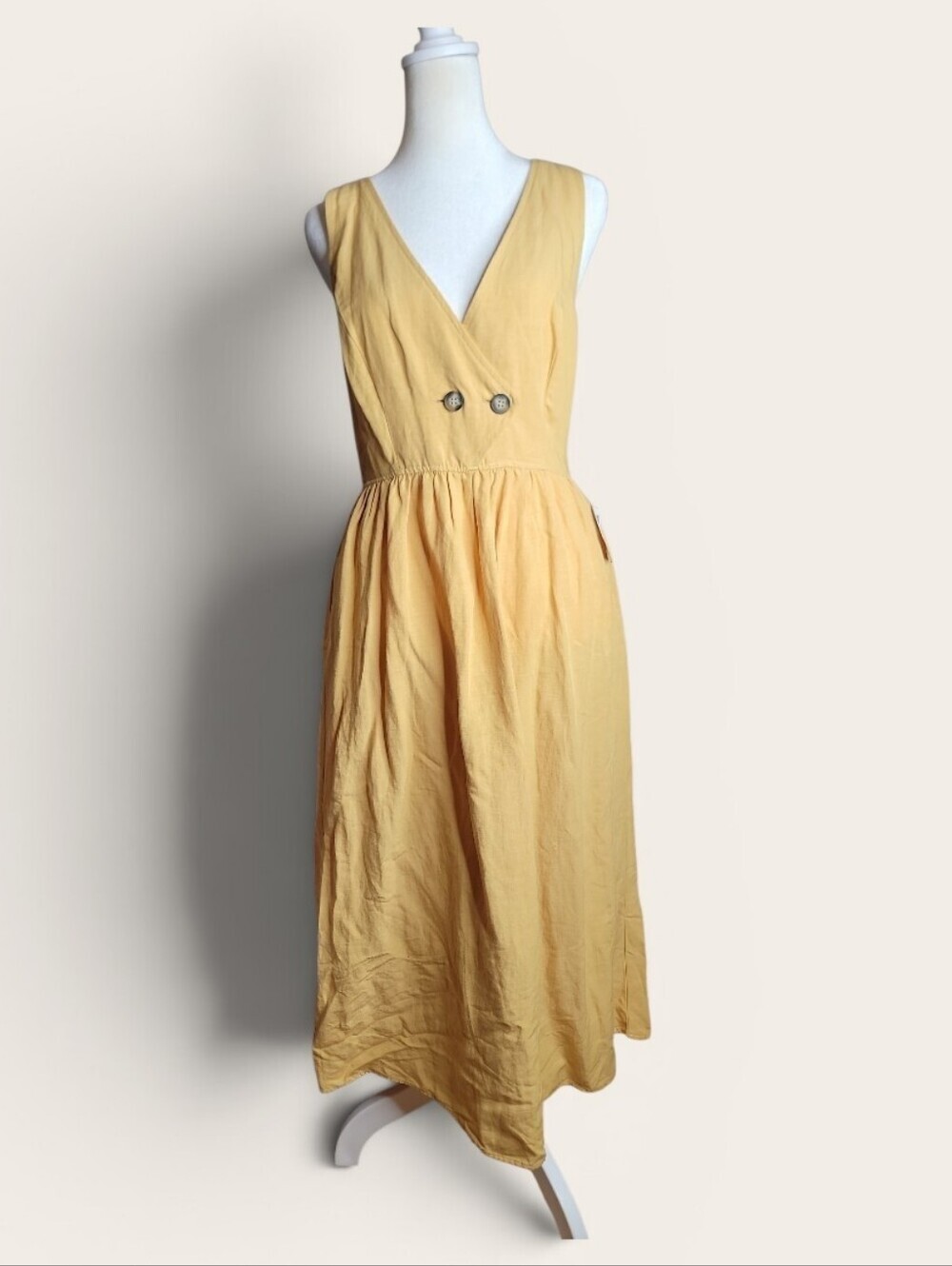 Zara Women's Linen Blend Dress with Pockets, Size Small